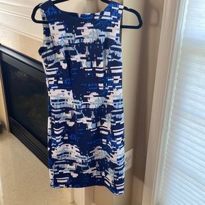 Mario Serrani fitted blue/cobalt & white dress